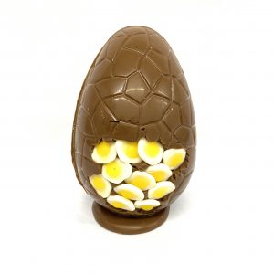 5″ Milk Chocolate cracked design Easter Egg with mini fried eggs