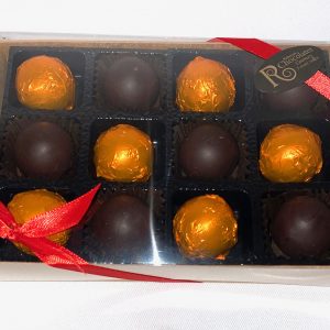 12 Gift Box of Luxury Whiskey Liqueur Chocolates in Dark Chocolate