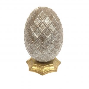 5″ Handmade Silver Easter Egg in Milk Chocolate with Silver and gold Luster