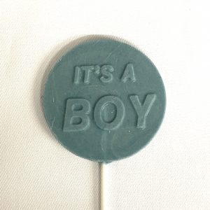 Handmade white chocolate ‘Its a Boy’ lollipop