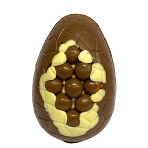 6″ Handmade Milk & White chocolate Easter Egg with Maltesers front