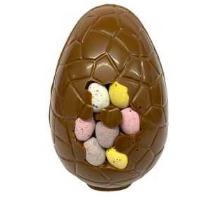 6″ Milk chocolate Easter egg with speckled eggs front