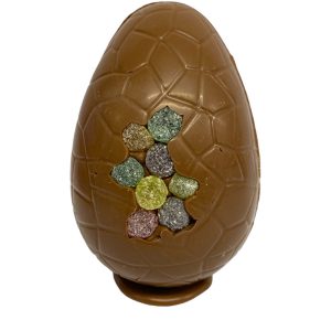 6″ Handmade Milk Chocolate Easter egg with Jelly Tots front