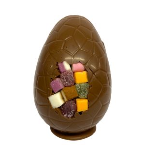 6″ Handmade milk chocolate Easter Eggs with a Dolly Mixture front