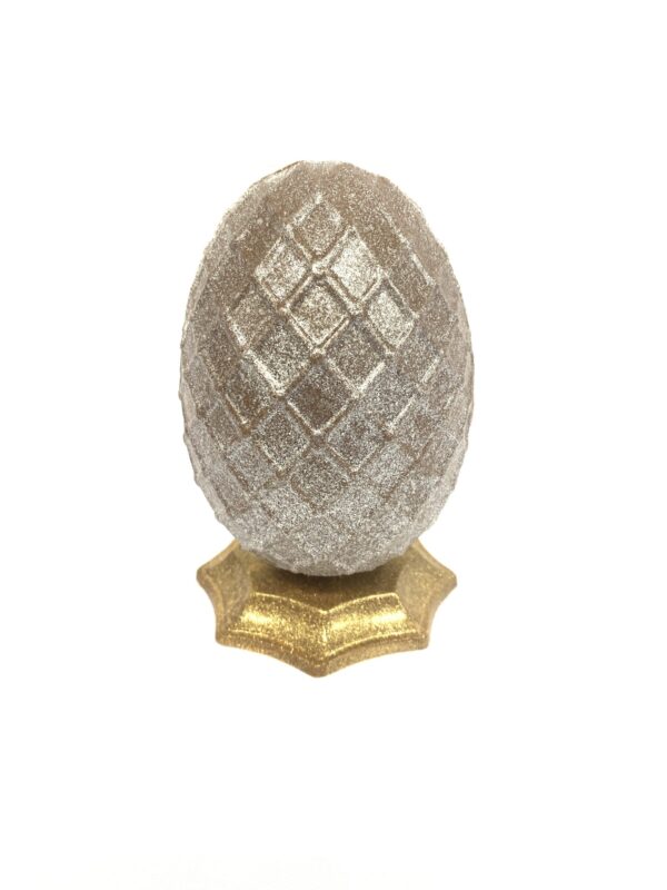 5" Handmade Silver Easter Egg in Milk Chocolate with Silver and gold Luster