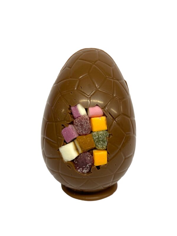 6" Handmade milk chocolate Easter Eggs with a Dolly Mixture front